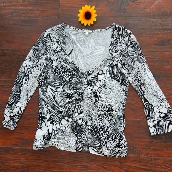 CACHE WHITE AND BLACK TOP/BLOUSE ⚫️ - Picture 3 of 6